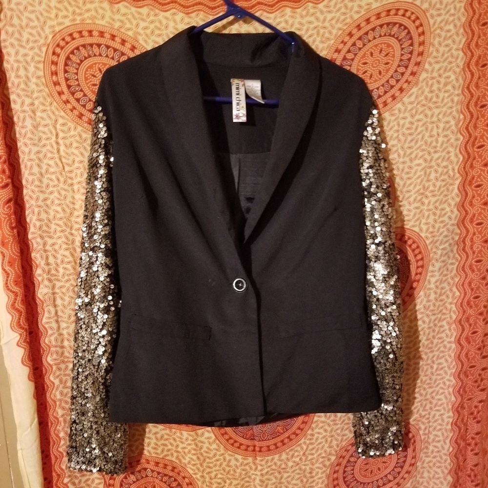 Black blazer w/ gold sequined sleeves